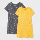 Girls' 2pk Adaptive Dress - Cat & Jack Medium Mustard Yellow/charcoal Gray