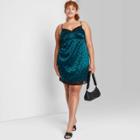 Women's Plus Size Lace Trim Slip Dress - Wild Fable Teal Blue Butterfly