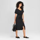Women's Short Sleeve Twist Front Knit Dress - A New Day Black