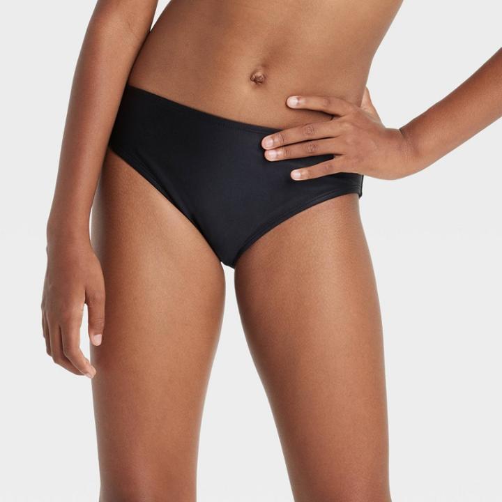 Girls' Solid Bikini Swim Bottom - Art Class Black