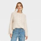Women's Cable Knit Crewneck Pullover Sweater - Universal Thread Cream
