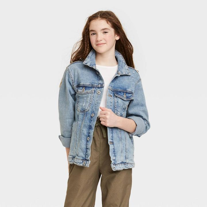 Kids' Oversized Denim Jacket - Art Class Light Wash