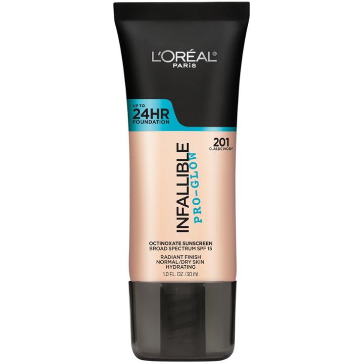 L'oreal Paris Infallible Pro-glow Foundation 201 Classic Ivory 1 Fl Oz, Classic Ivory