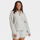Women's Plus Size Henley Neck Button-front Pullover Sweater - Universal Thread Gray