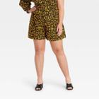 Women's Plus Size Button Detail Paperbag Shorts - Who What Wear Yellow Leopard Print