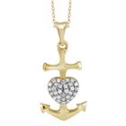 Target 1/10 Ct. T.w. Round-cut White Diamond Pave Set Anchor Pendant In Sterling Silver - Yellow