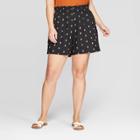 Women's Plus Size Polka Dot Paper Bag Soft Shorts - Ava & Viv Black X