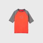 Boys' Short Sleeve Raglan Wave Rash Guard Swim Shirt - Art Class Orange/gray