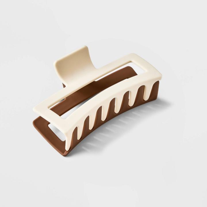 Jumbo Two-tone Claw Hair Clip - Universal Thread Beige/brown