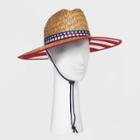 No Brand Women's American Flag Straw Lifeguard Hat, Brown