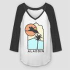 Disney Women's Aladdin Carpet Ride Raglan 3/4 Sleeve T-shirt (juniors') - White Charcoal Heather