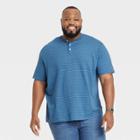 Men's Big & Tall Standard Fit Short Sleeve Henley Shirt - Goodfellow & Co Blue
