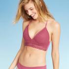 Women's Crochet Long Line Bikini Top - Shade & Shore Woodrose Mauve 32c, Women's, Red