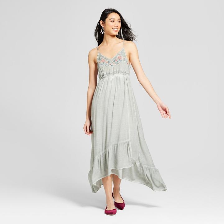 Women's Sleeveless Embroidered Wrap Front Maxi Dress - Knox Rose Mint