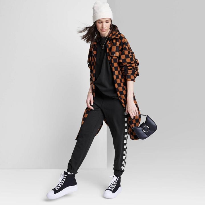 Women's Ascot + Hart Graphic Jogger Pants - Black Checkered Xxs