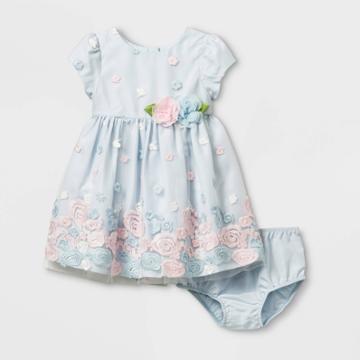 Mia & Mimi Mia & Mini Baby Girls' Embroidered Dress - Blue Newborn, Girl's