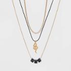 Snake And Dice With Cord Chain Necklace - Wild Fable Black/gold