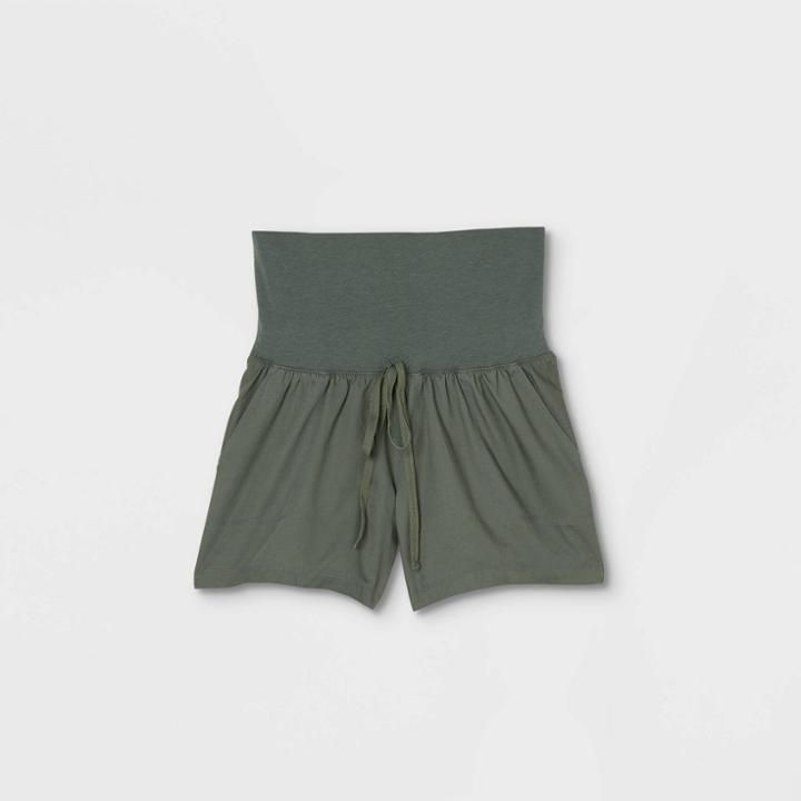 Maternity Twill Pull-on Shorts - Isabel Maternity By Ingrid & Isabel Olive Green