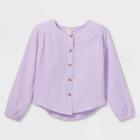 Girls' Long Sleeve Gauze Top - Cat & Jack Lilac