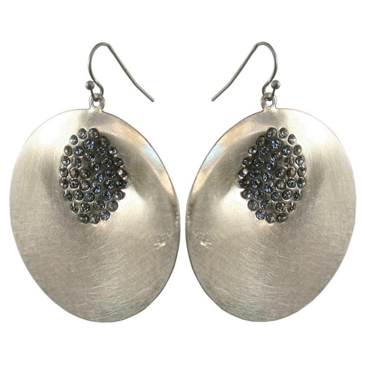 Zirconmania Women's Zirconite Large Disk Crystal Earrings-clear, Clear