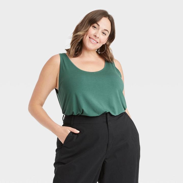Women's Plus Size Tank Top - A New Day Teal