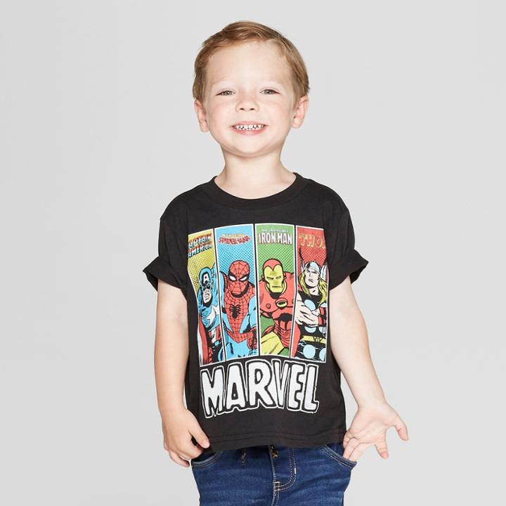 Toddler Boys' Marvel Short Sleeve T-shirt - Black