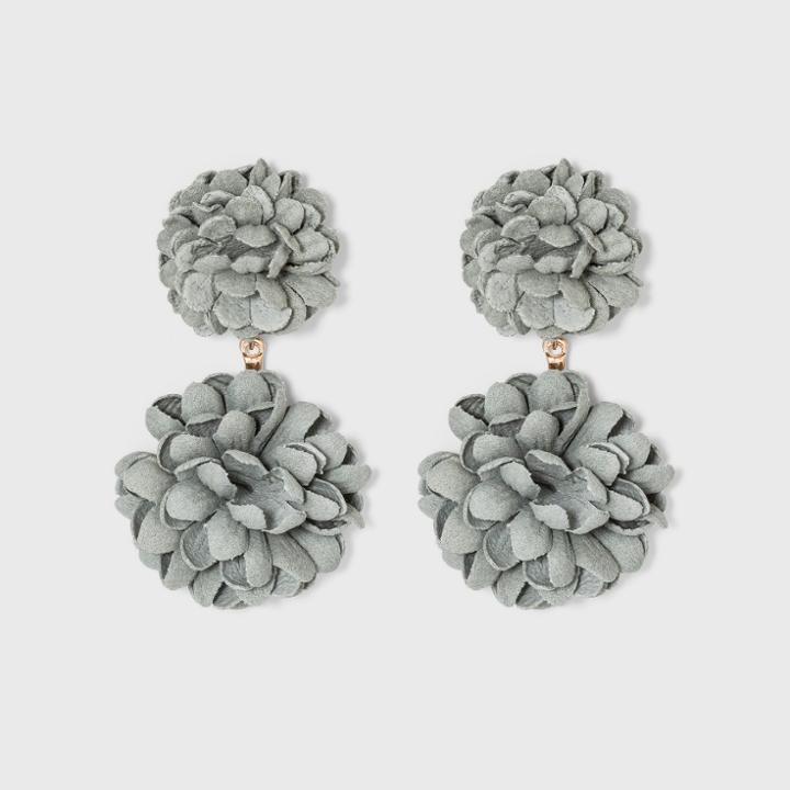 Double Fabric Floral Drop Earrings - A New Day Gray