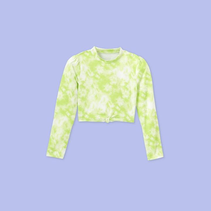 Girls' Long Sleeve Tie-dye Rash Guard Swim Shirt - More Than Magic