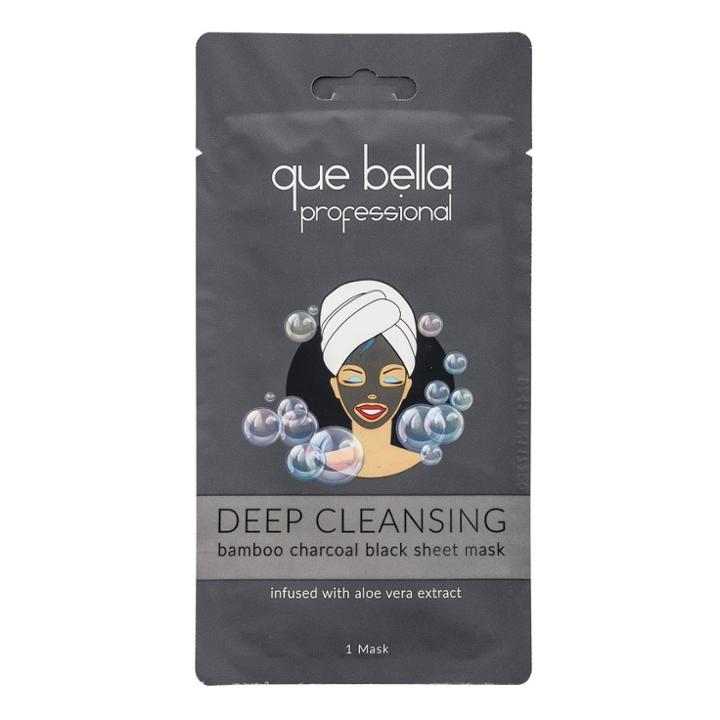 Que Bella Professional Cleansing Charcoal Black Sheet Mask - 0.5oz, Adult Unisex