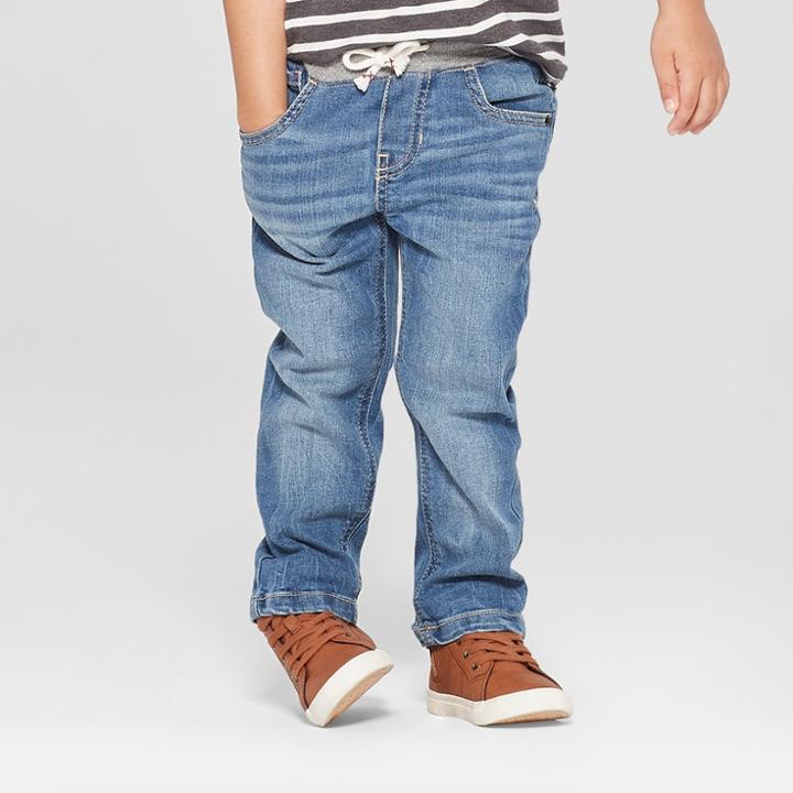 Toddler Boys' Pull-on Straight Jeans - Cat & Jack Medium Wash 4t, Boy's, Blue