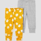 Baby Girls' 2pk Floral Pull-on Pants - Just One You Made By Carter's Yellow Newborn