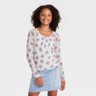 Girls' Floral Mesh Long Sleeve Top - Art Class