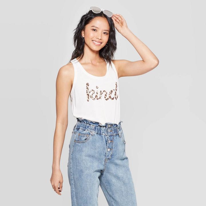 Women's Sleeveless Kind Graphic Tank Top - Grayson Threads (juniors') - Cream