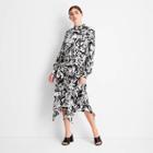 Women's Long Sleeve Mock Neck Asymmetrical A-line Dress - Future Collective With Kahlana Barfield Brown Black/white