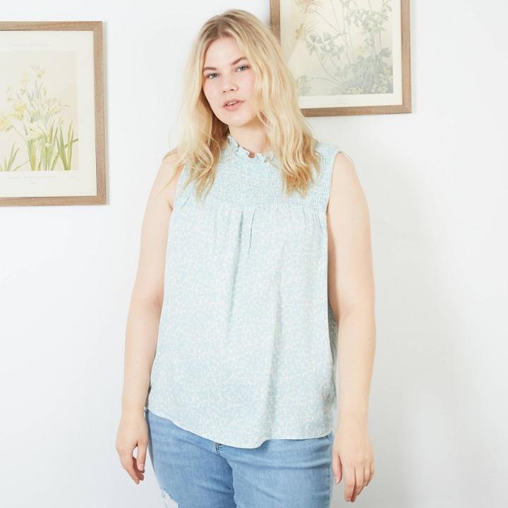 Women's Plus Size Polka Dot Tank Top - Ava & Viv Blue X