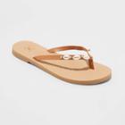 Women's Linda Shell Flip Flop Sandals - Shade & Shore Tan 5, Women's, Brown