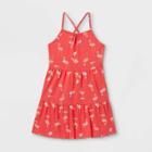 Girls' Printed Tiered Knit Sleeveless Dress - Cat & Jack Coral