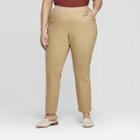 Women's Plus Size Pull On Skinny Chino Pants - Ava & Viv Brown X, Green