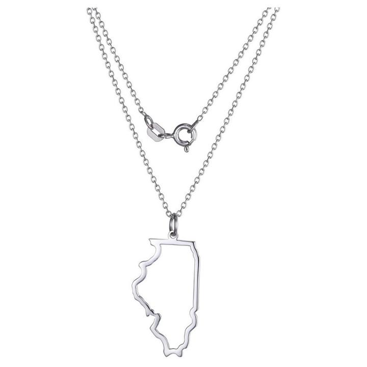 Target Sterling Silver Cutout Illinois State Pendant Necklace With 18 Chain, Girl's, Illinois