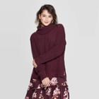 Women's Long Sleeve Chenille Cowl Neck Pullover Sweater - Xhilaration Burgundy Xs, Women's, Red