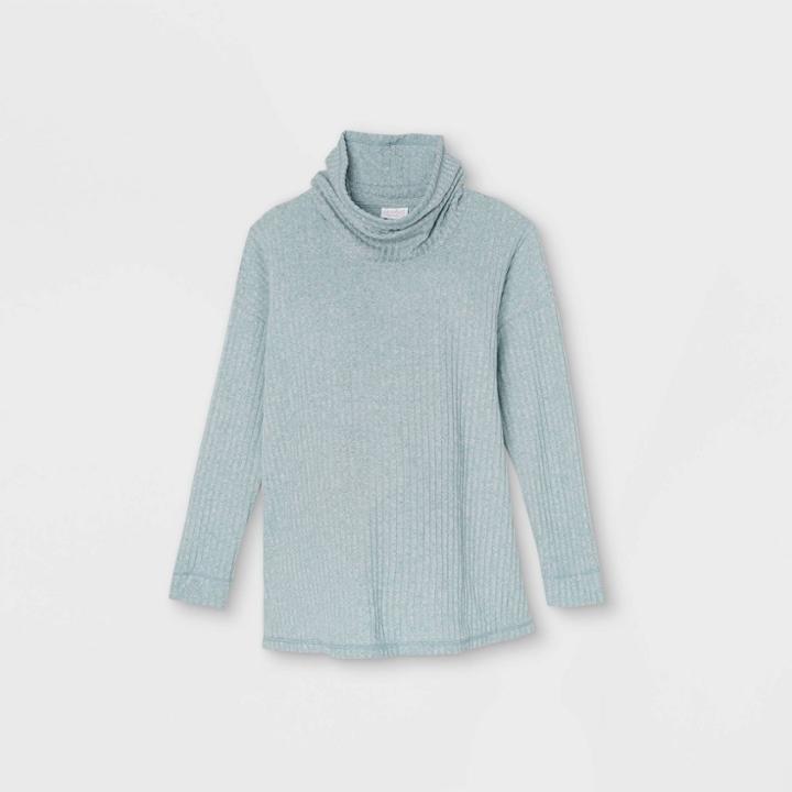 Maternity Long Sleeve Cowl Neck Cozy Rib T-shirt - Isabel Maternity By Ingrid & Isabel