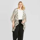 Women's Plus Striped Cape - A New Day White/black One Size, Women's,