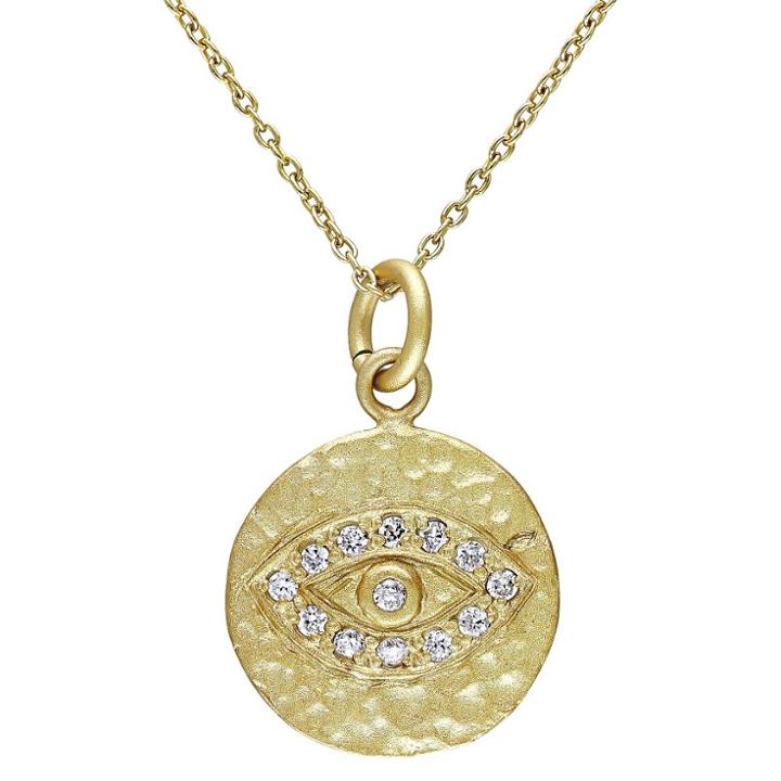 Target 0.15 Ct. T.w. Cubic Zirconia Eye Pendant Necklace In Yellow Rhodium Plated Sterling