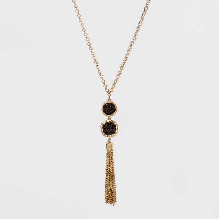 Sugarfix By Baublebar Tassel Pendant Druzy Necklace - Gold/black, Girl's
