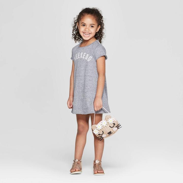 Target Grayson Mini Toddler Girls' Graphic Short Sleeve A Line Dress - Charcoal