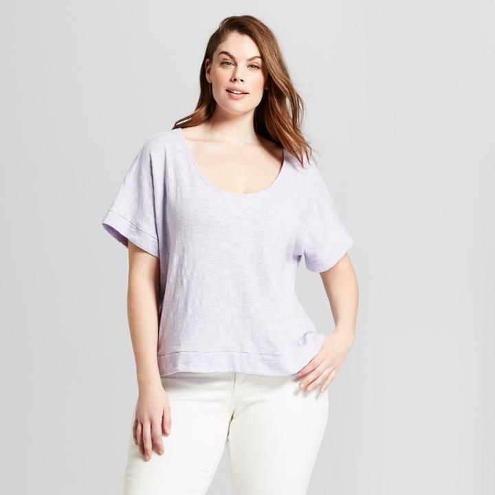 Women's Plus Size Short Sleeve Texture T-shirt - Universal Thread Blue X, Purple