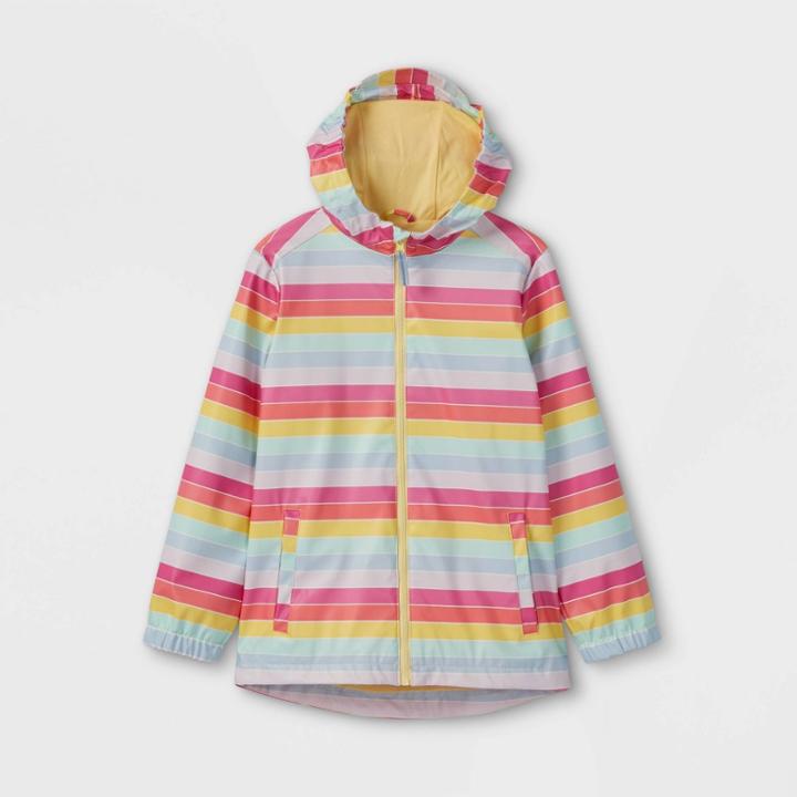 Girls' Rainbow Striped Rain Jacket - Cat & Jack