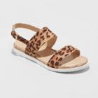 Women's Malia Leopard Print Two Strap Ankle Sandals - A New Day Brown