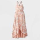 Maternity Floral Print Sleeveless Cross-back Button-front Knit Dress - Isabel Maternity By Ingrid & Isabel Coral Xs, Women's, Pink