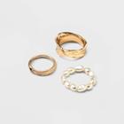 Pearl Statement Ring Set 3pc - A New Day , White